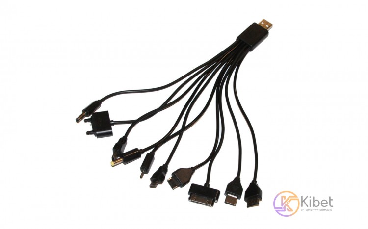 Кабель USB - 10-in-1, NoName, Black, 20 см, Bulk