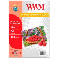 Фотобумага WWM, глянцевая, A4, 180 г м?, 100 л, Premium Series (G180.100.Prem)