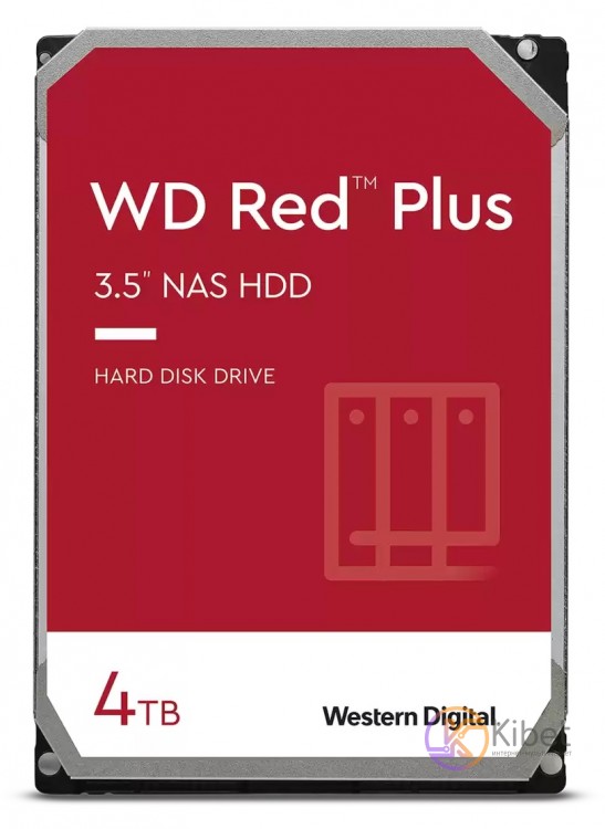 Жесткий диск 3.5' 4Tb Western Digital Red Plus, SATA3, 128Mb, 5400 rpm (WD40EFZX