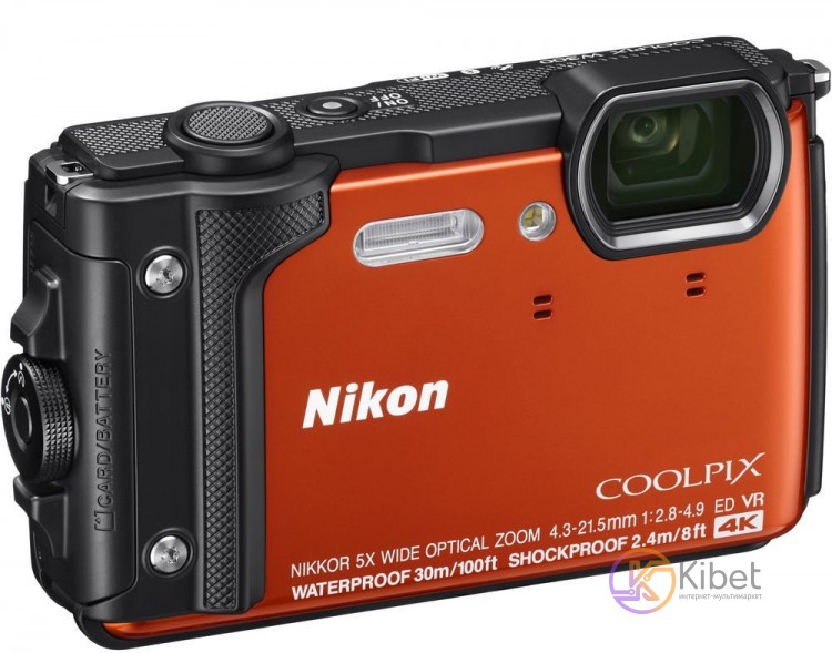 Фотоаппарат Nikon Coolpix W300 Orange (VQA071E1), 1 2.3', 16Mpx, LCD 3', зум опт