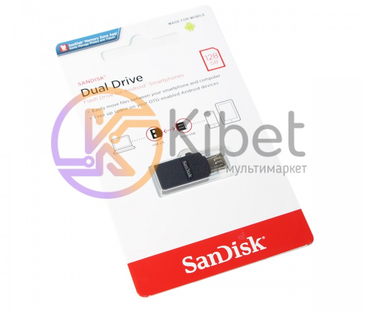 USB Флеш накопитель 128Gb SanDisk Dual Drive OTG, Black (SDDD1-128G-G35)