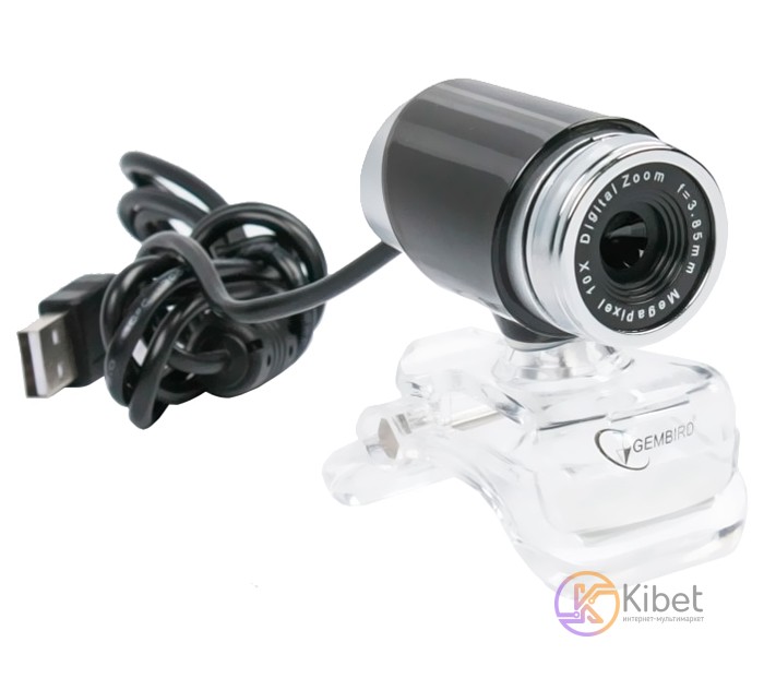 Web камера Gembird CAM100U Black Silver, 0.3 Mpx, 640x480, USB 2.0, встроенный м