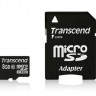 Карта памяти microSDHC, 8Gb, Class10, Transcend, SD адаптер (TS8GUSDHC10)