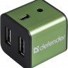 Концентратор USB 2.0 Defender Quadro Iron, Black Green, 4 x USB 2.0, 0,8 м (8350