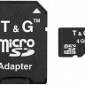 Карта памяти microSDHC, 4Gb, Class10, T G, SD адаптер (TG-4GBSDCL10-01)