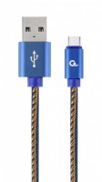 Кабель USB 2.0 - 1.0м AM Type-C Cablexpert CC-USB2J-AMCM-1M-BL, премиум, 2.1А, с