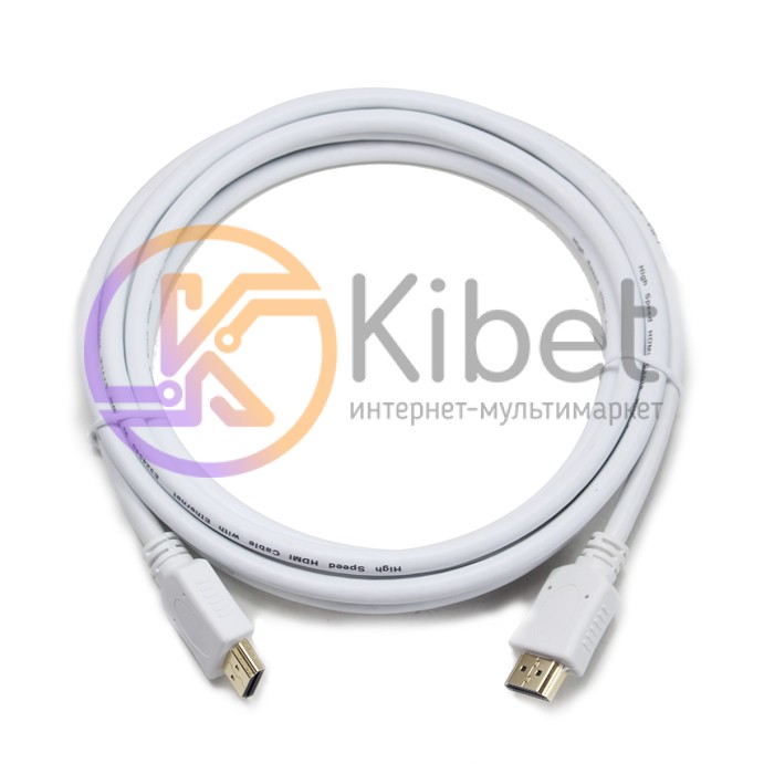 Кабель HDMI - HDMI 1 м Cablexpert White, V2.0, позолоченные коннекторы (CC-HDMI4