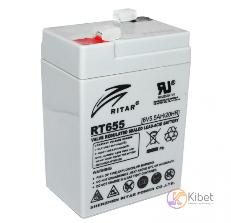 Батарея для ИБП 6В 5.5Ач AGM Ritar RT655 6V 5.5Ah 70х47х107мм