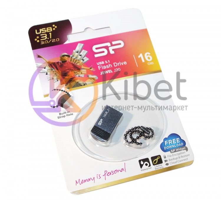 USB 3.0 Флеш накопитель 16Gb Silicon Power Jewel J20 Blue, SP016GBUF3J20V1B