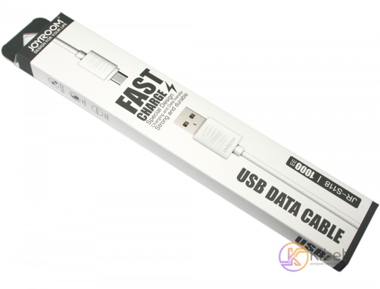 Кабель USB - microUSB, Joyroom 'Fast Charge', White, 1 м (JR-S118)