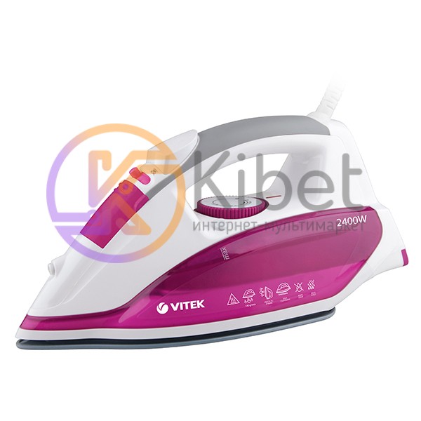 Утюг Vitek VT-1262 White Pink, 2400W, вертикальное отпаривание, защита от накипи