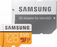 Карта памяти microSDHC, 128Gb, Class10 UHS-I U3, Samsung EVO Plus, SD адаптер (M