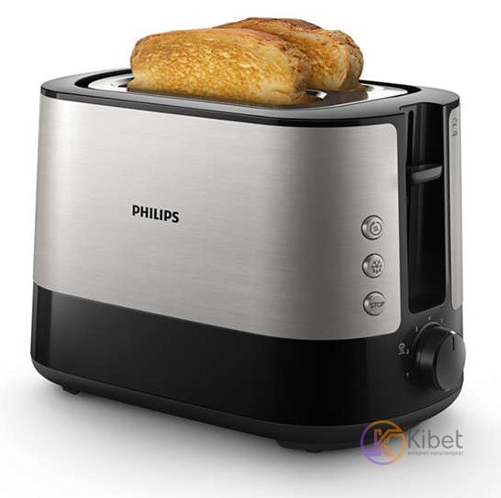 Тостер Philips HD2637 90, Black, 1050W, 2 тоста, 2 отделения, 7 режимов поджарив