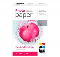 Фотобумага ColorWay, суперглянцевая, A4, 255 г м?, 20 л (PSG255020A4) (Bulk)