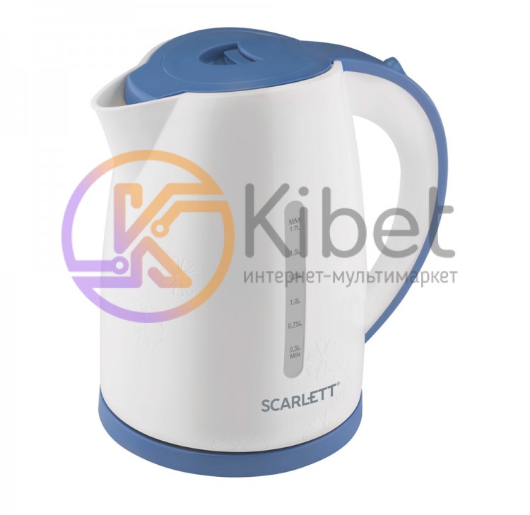 Чайник Scarlett SC-EK18P44 White Blue, 2200W, 1.7 л, дисковый, индикатор работы,