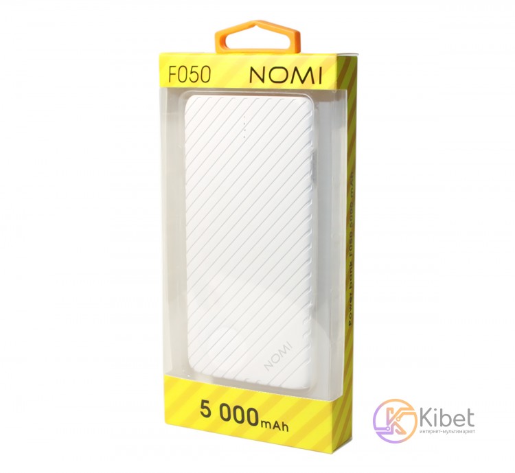 Универсальная мобильная батарея 5000 mAh, Nomi F050 mAh (1A, 1USB) White