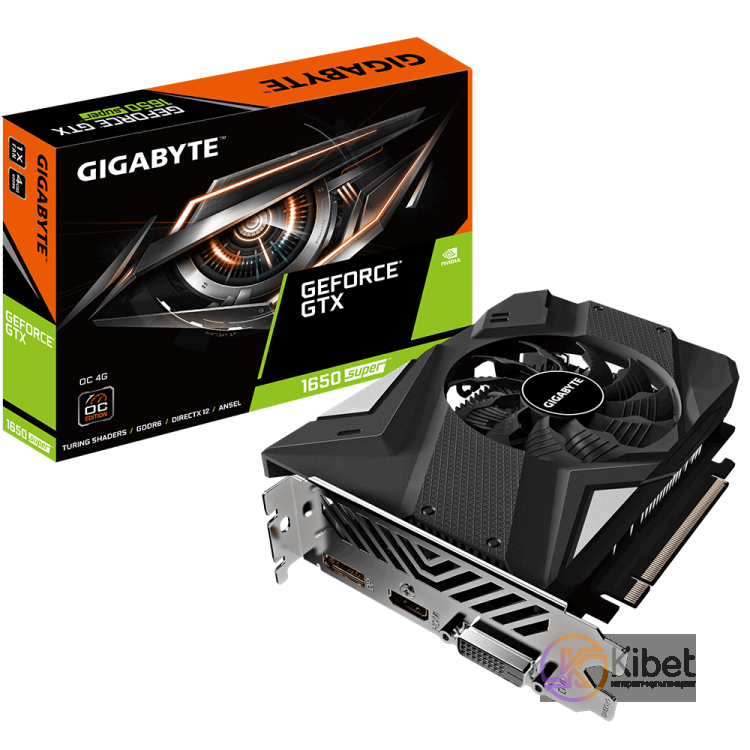 Видеокарта GeForce GTX 1650 SUPER, Gigabyte, OC, 4Gb GDDR6, 128-bit, DVI-D HDMI