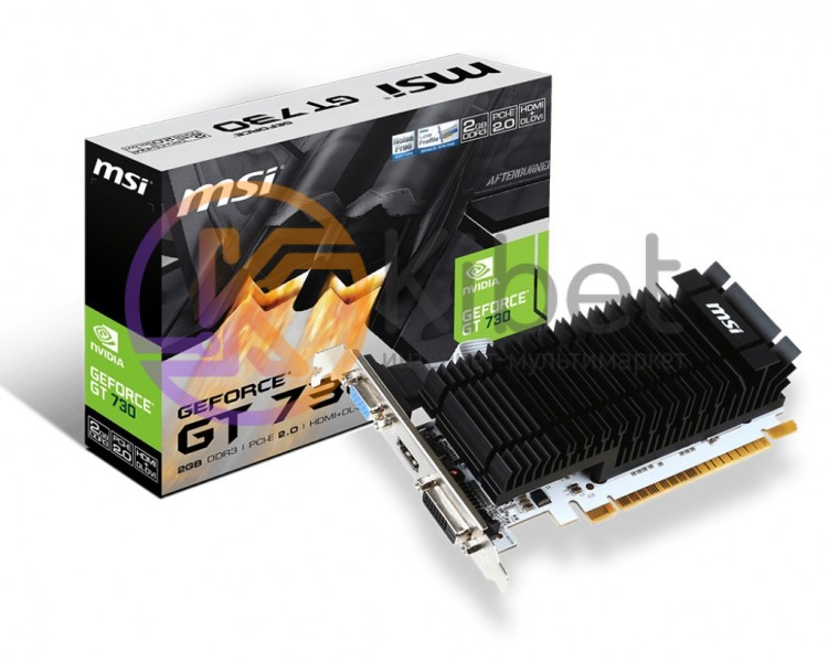 Видеокарта GeForce GT730, MSI, 2Gb DDR3, 64-bit, VGA DVI HDMI, 902 1600MHz, Sile