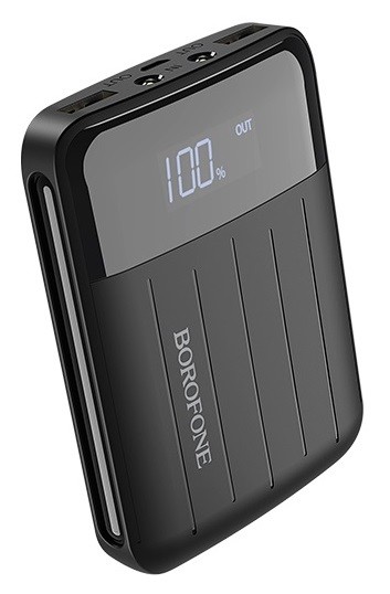 Универсальная мобильная батарея 10000 mAh, Borofone BT21, Black, 2xUSB, 2A