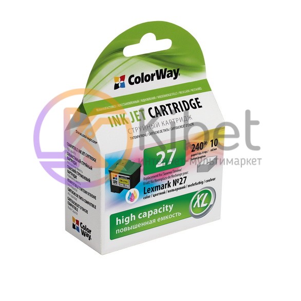 Картридж Lexmark, 10N0227, Color, ColorJet Z25 35 Z602 Z605, ColorWay (CW-L27XLC