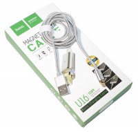Кабель USB - microUSB, Hoco U16, магнитный, Silver
