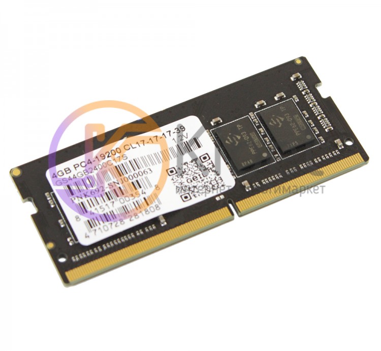Модуль памяти SO-DIMM, DDR4, 4Gb, 2400 MHz, Geil, 1.2V (GS44GB2400C17S)