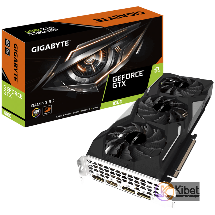 Видеокарта GeForce GTX 1660, Gigabyte, Gaming, 6Gb DDR5, 192-bit, HDMI 3xDP, 178