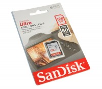 Карта памяти SDXC, 128Gb, Class10 UHS-I, SanDisk Ultra, до 80 MB s (SDSDUNC-128G