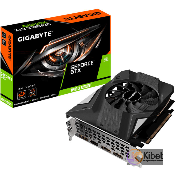 Видеокарта GeForce GTX 1660 SUPER, Gigabyte, MINI ITX OC, 6Gb DDR6, 192-bit, HDM