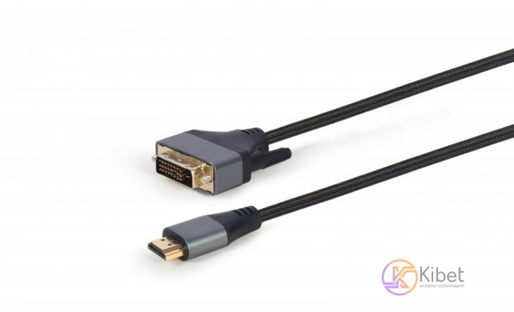 Кабель HDMI на DVI 1.8 м. Cablexpert CC-HDMI-DVI-4K-6, 18+1pin, 4K 30Hz, позолоч