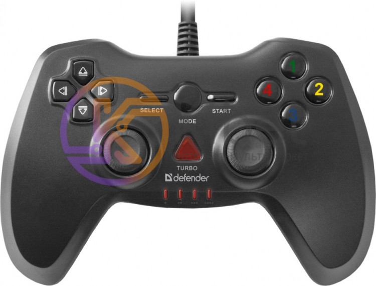 Геймпад Defender Archer, Black, USB, вибрация, для PC PS2 PS3, 2 аналоговых стик