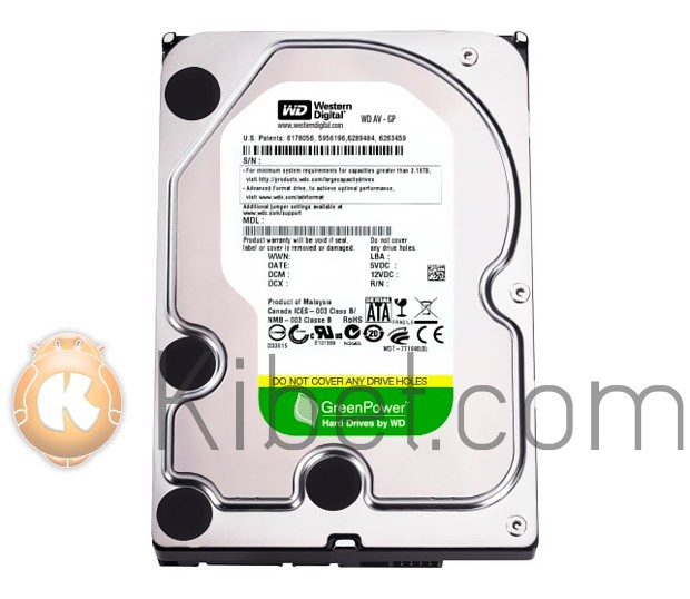 Жесткий диск 3.5' 2Tb Western Digital AV-GP, SATA3, 64Mb, IntelliPower (WD20EURX