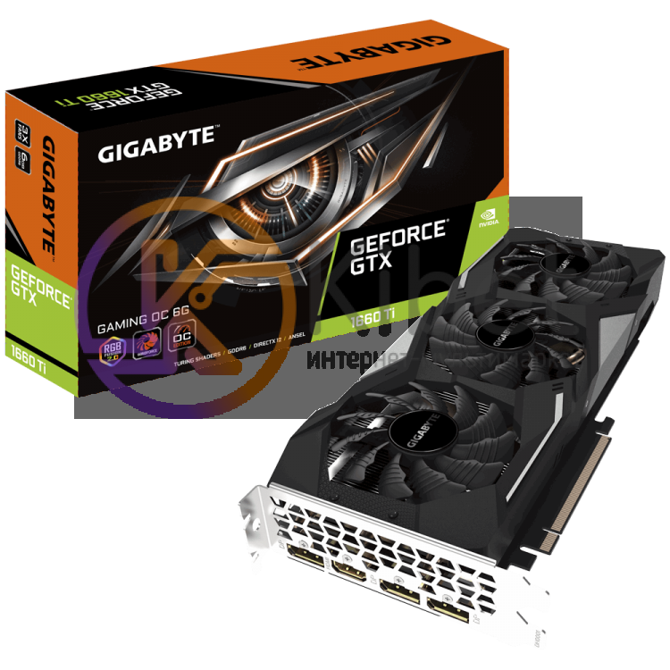 Видеокарта GeForce GTX 1660 Ti, Gigabyte, GAMING OC, 6Gb DDR6, 192-bit, HDMI 3xD
