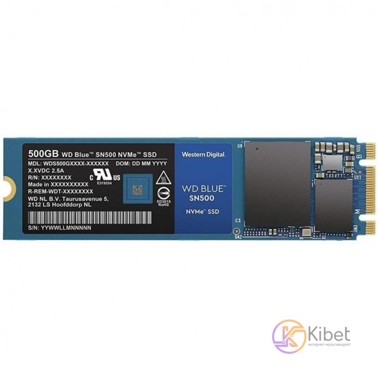 Твердотельный накопитель M.2 500Gb, Western Digital Blue SN500, PCI-E 2x, 3D TLC
