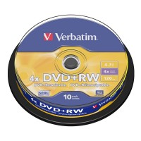 Диск DVD+RW 10 Verbatim, 4.7Gb, 4x, Cake Box (43488)