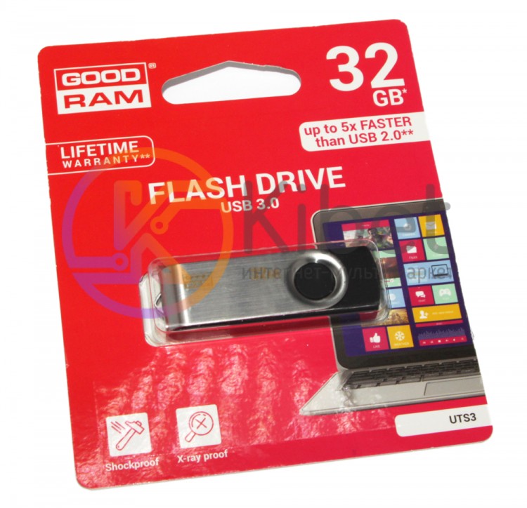 USB 3.0 Флеш накопитель 32Gb Goodram Twister, Black (UTS3-0320K0R11)