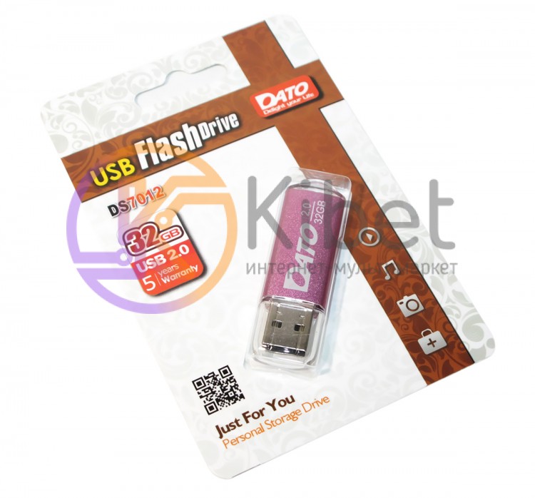 USB Флеш накопитель 32Gb DATO DS7012 Pink, (DS7012P-32G)
