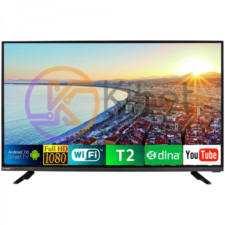 Телевизор 43' Bravis LED-43E6000, LED 1920x1080 60Hz, DVB-T2, HDMI, USB, VESA (2