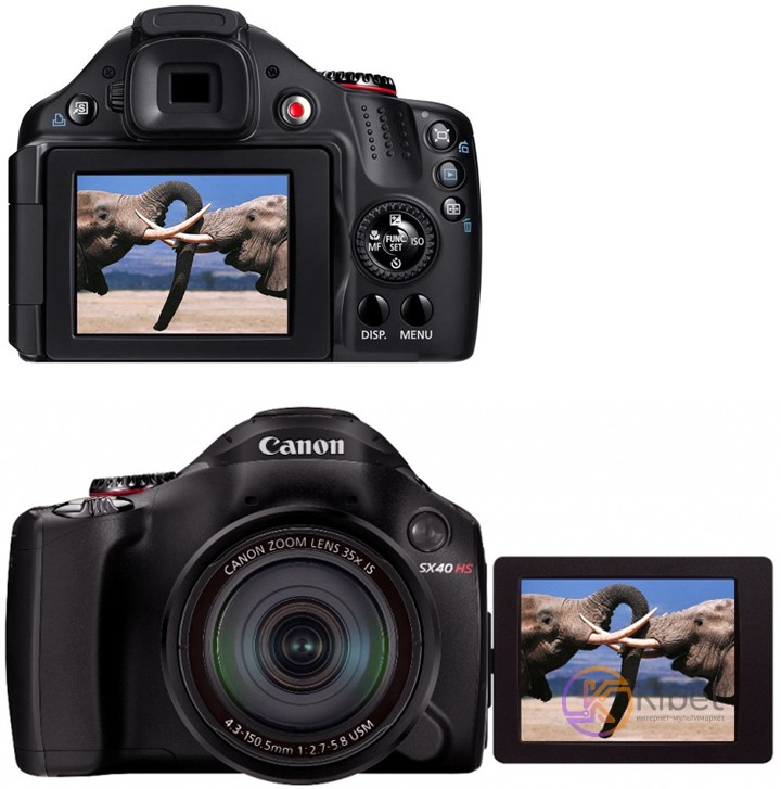Фотоаппарат Canon PowerShot SX40 HS Black, 1 2.3', 12.1Mpx, LCD 2.7', зум оптиче