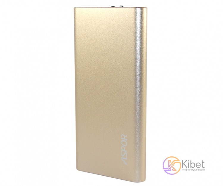 Универсальная мобильная батарея 6000 mAh, Aspor A373 Ultrathin (2.1A, 2USB) Gold