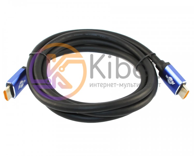Кабель HDMI - HDMI, 2 м, Black Blue, V2.1, Atcom Premium, позолоченные коннектор