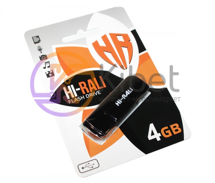 USB Флеш накопитель 4Gb Hi-Rali Taga Black, HI-4GBTAGBK