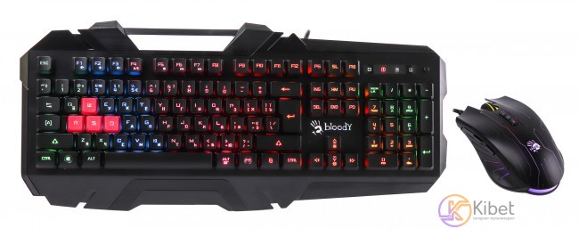 Комплект A4tech Bloody B2500, клавиатура+мышь, чорный, USB, силиконовые клавиши