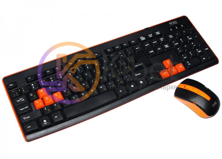 Комплект HQ-Tech KM-32RF Black Orange, Optical, USB, 2.4G, USB nano, клавиатура+
