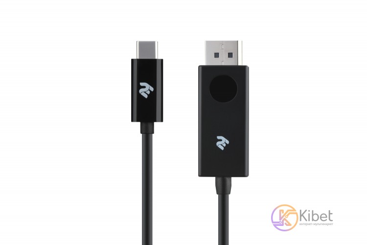 Кабель DisplayPort (M) - USB Type-C (M), 2E, Black, 1 м, прорезиненный, 4K (2E-W