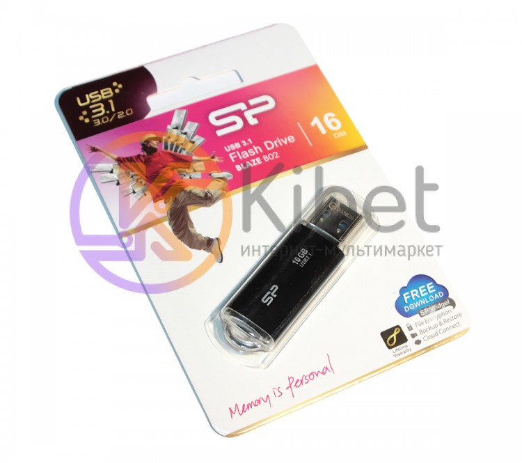 USB 3.1 Флеш накопитель 16Gb Silicon Power Blaze B02 Black SP016GBUF3B02V1K