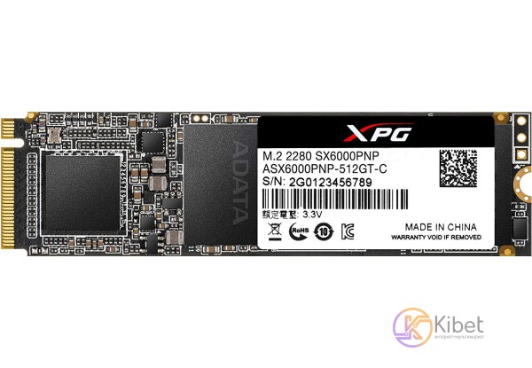 Твердотельный накопитель M.2 256Gb, ADATA XPG SX6000 Lite, PCI-E 4x, 3D TLC, 180