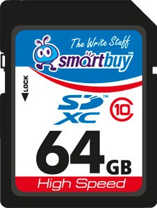 Карта памяти SDXC, 64Gb, Сlass10, SmartBuy (SB64GBSDXC10)