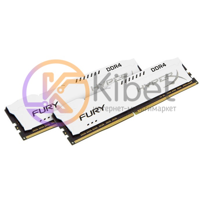 Модуль памяти 8Gb x 2 (16Gb Kit) DDR4, 2400 MHz, Kingston HyperX Fury, White, 15