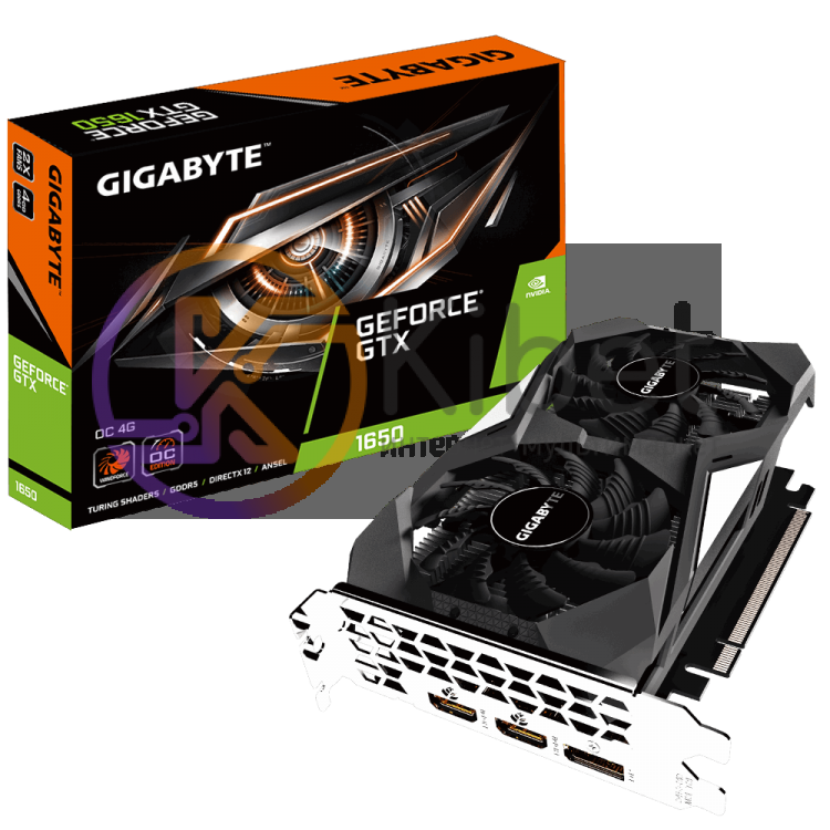 Видеокарта GeForce GTX 1650, Gigabyte, OC, 4Gb DDR5, 128-bit, 2xHDMI DP, 1710 80